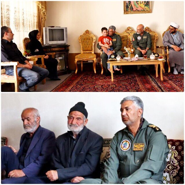 دیدار یک فرمانده نیروی هوایی ارتش با خانواده های دو تن از شهدای اقتدار + تصویر