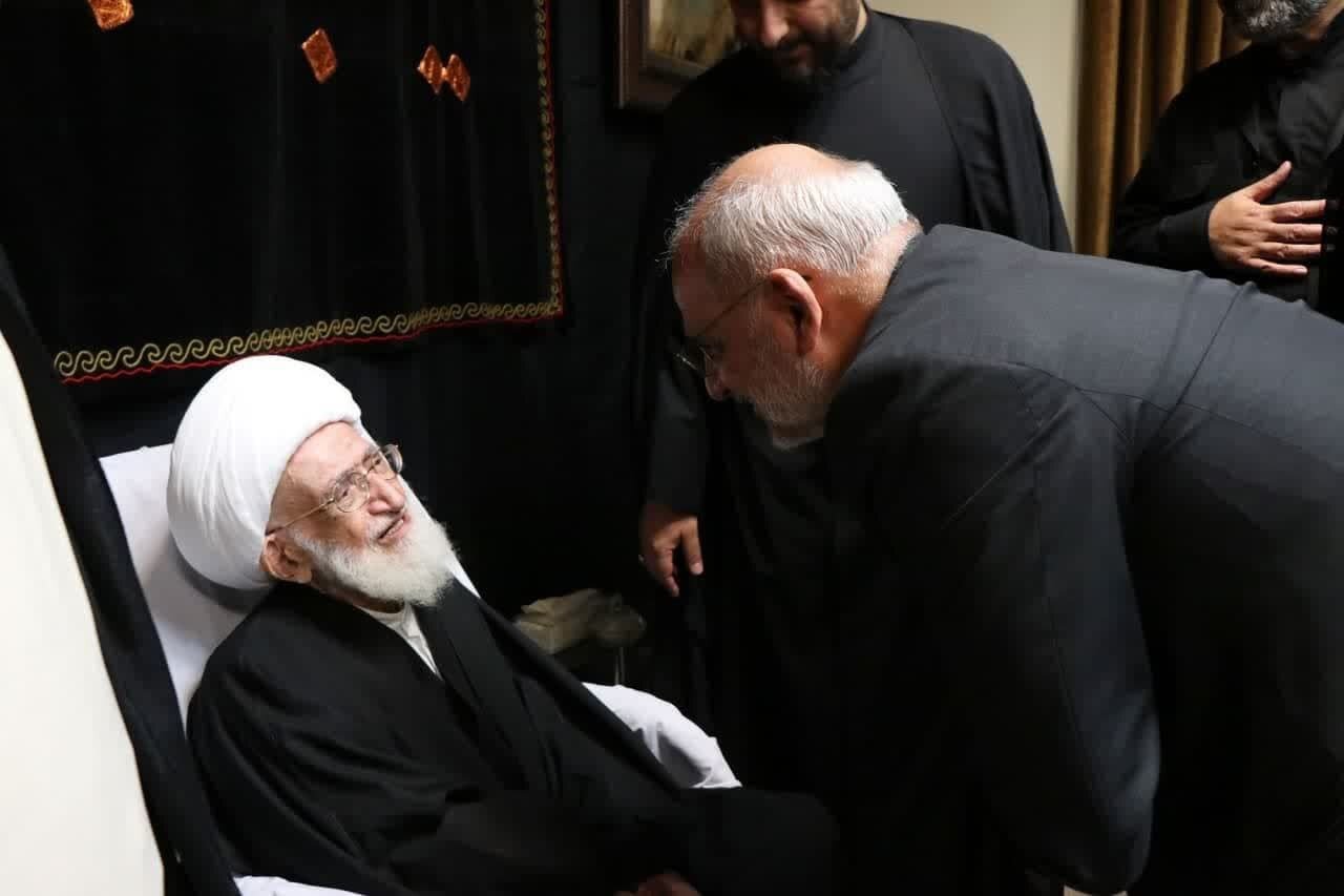 مراسم عزاداری با حضور آیت الله نوری همدانی در روز تاسوعا+تصاویر