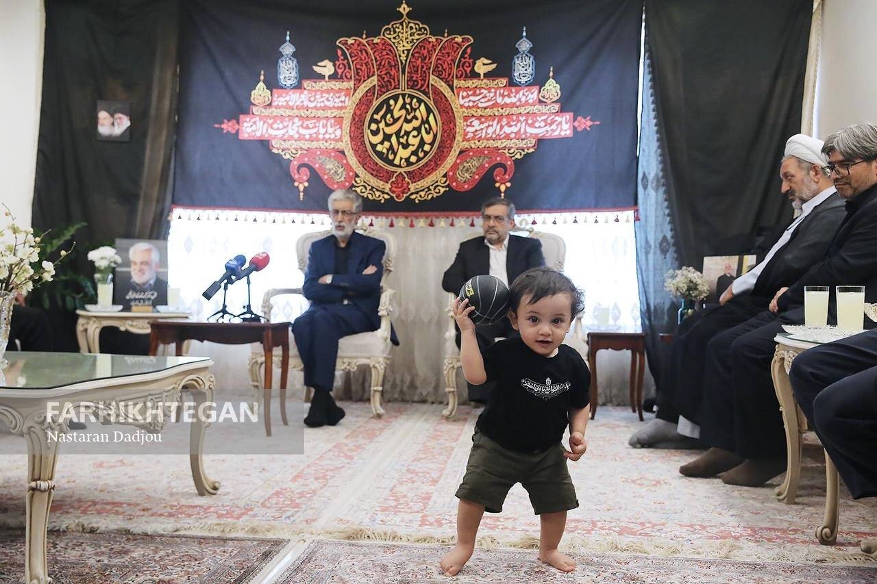 تصاویر دیدار حداد عادل به نمایندگی از رهبر انقلاب با خانواده یک شهید هستهای