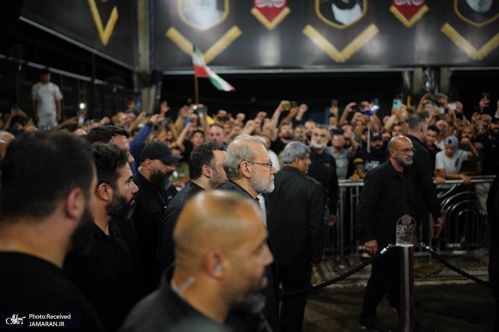 اولین تصاویر رسمی از حضور علی لاریجانی بر سر مزار سیدحسن نصرالله