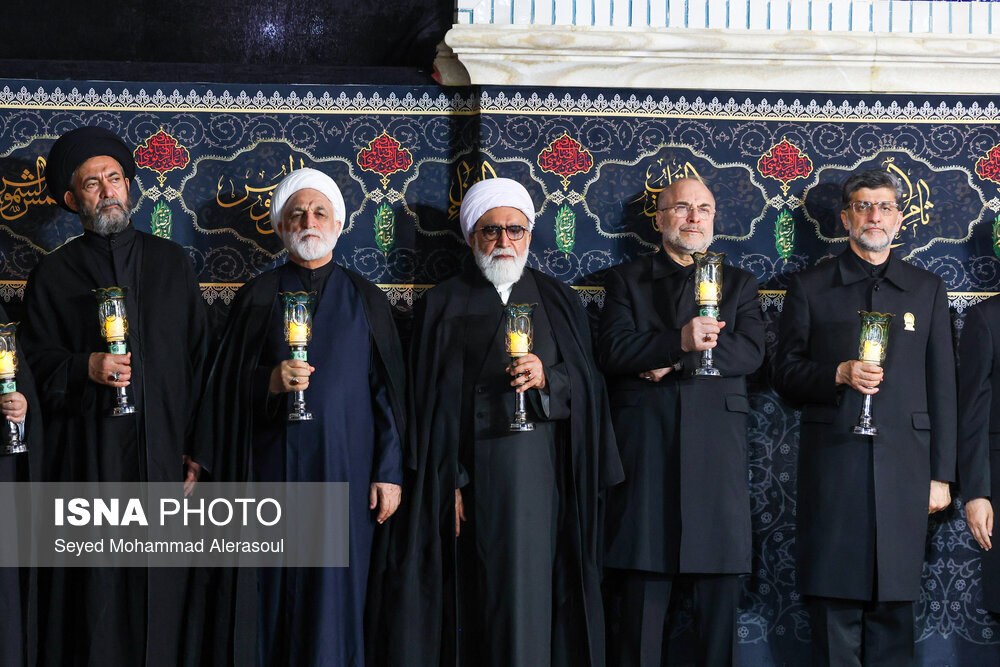 تصاویری از حضور قالیباف و اژه‌ای در مراسم خطبه خوانی شب شهادت امام رضا