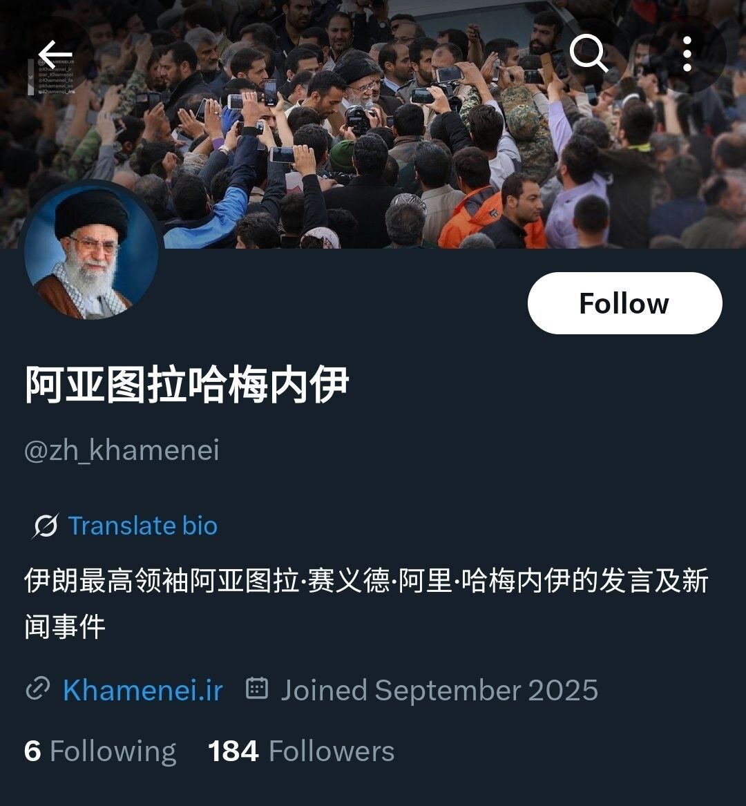 صفحه چینی سایت رهبرانقلاب در شبکه ایکس (توییتر) راه‌اندازی شد + تصویر