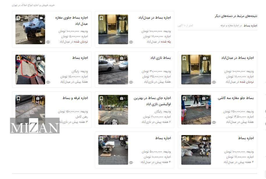دست فروشی در تهران لاکچری شد/ اجاره پیادهرو از ۱۰۰ تا ۲۵۰ میلیون/ ماهانه ۱۴ میلیون تومان برای 3 کاشی در عبدلآباد