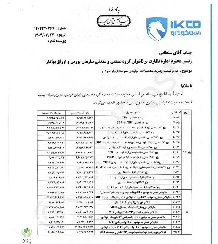 ایران خودرو برای دومین بار قیمت این خودروها را بالا برد/ جدول