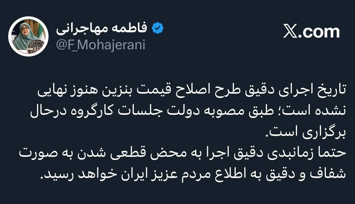 سخنگوی دولت: تاریخ اجرای دقیق طرح اصلاح قیمت بنزین هنوز نهایی نشده است