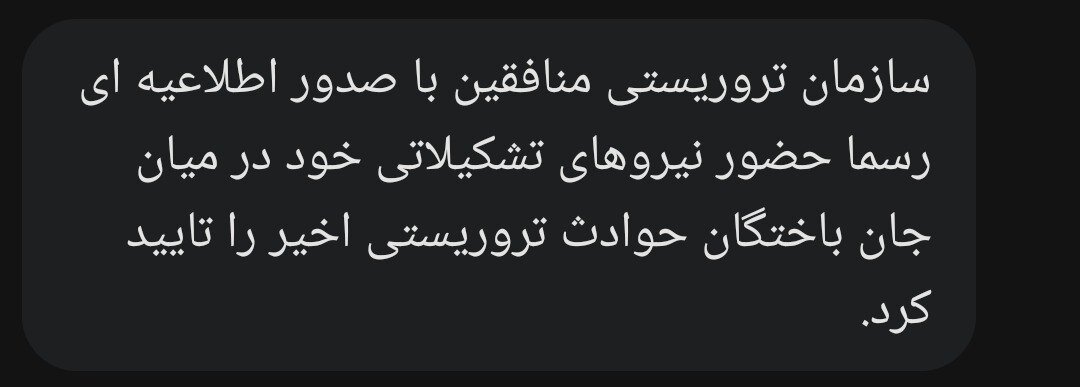 پیامک دولت: حضور نیروهای تشکیلاتی منافقین در میان جان باختگان حوادث اخیر تایید شد