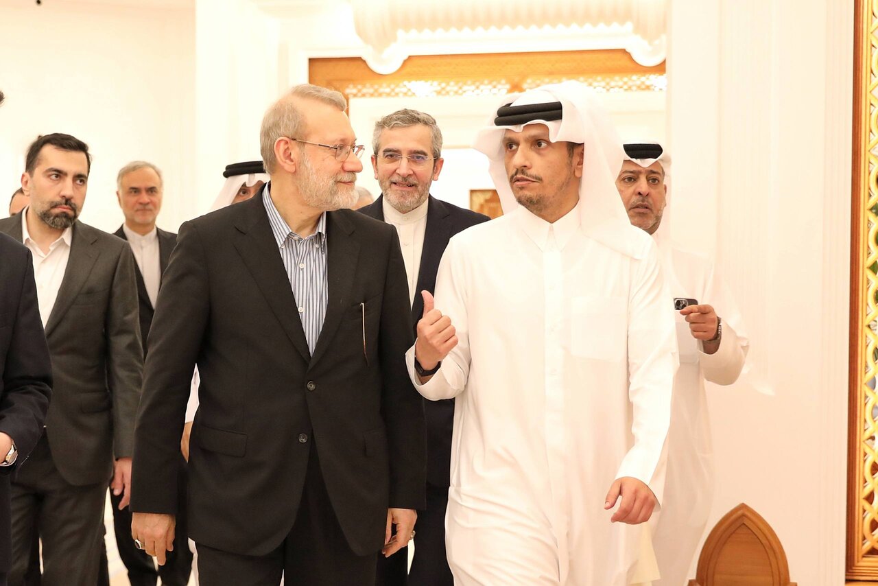 تصاویری از دیدار نخست‌وزیر و وزیر امورخارجه‌ی قطر با علی لاریجانی