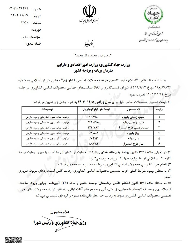 نرخ خرید تضمینی سیب‌زمینی و پیاز در سال آینده اعلام شد + جزئیات