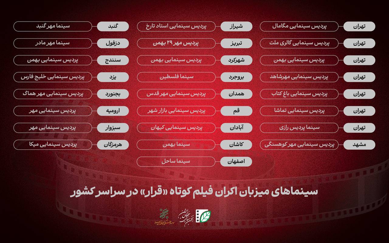 سینماهای میزبان «قرار سوم» معرفی شدند